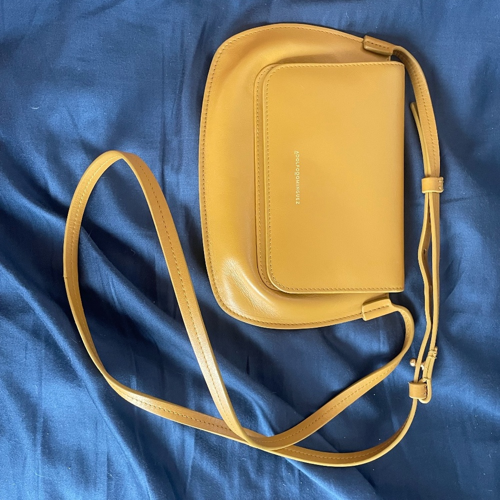 Adolfo Dominguez Mini Crossbody Bag Yellow Ochre Mustard